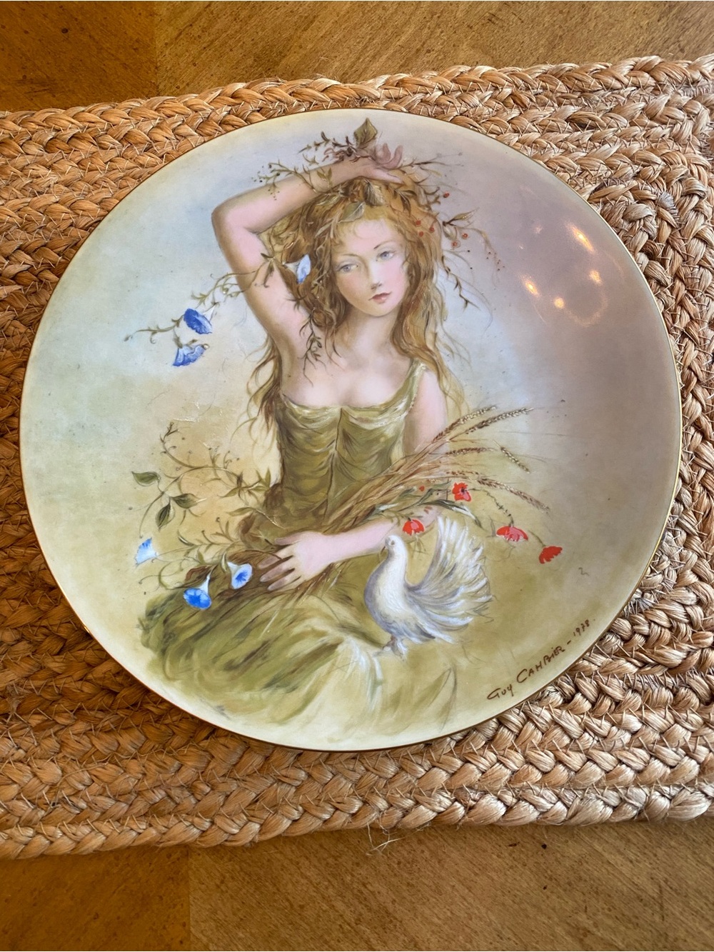 Limoges Hand-Painted Summer Girl (La Jeune Fille D’Ete) collectible plate